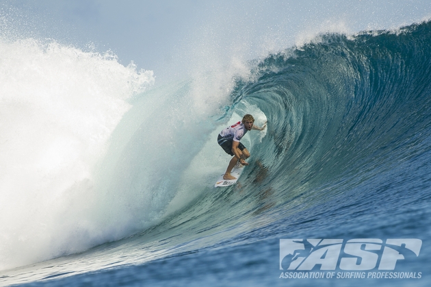 Kai Otton (AUS), 33, will surf against Sebastian Zietz (HAW), 25, in Heat 5 Round 3 of the Volcom Fiji Pro. 