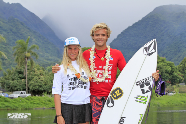 Steph Single (AUS) and William Aliotti (FRA) claim their first ASP Pro Junior wins at Papara today. Pic ASP/Will H-S