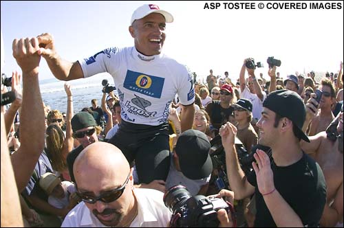 Kelly Slater Wins The Boost Mobile Pro Surf Contest Presented By Hurley at Lower Trestles.  